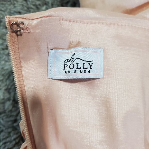 Oh Polly Blush Take Me Higher Ruched Puff Sleeve Dress - Size 4 - Picture 4 of 8